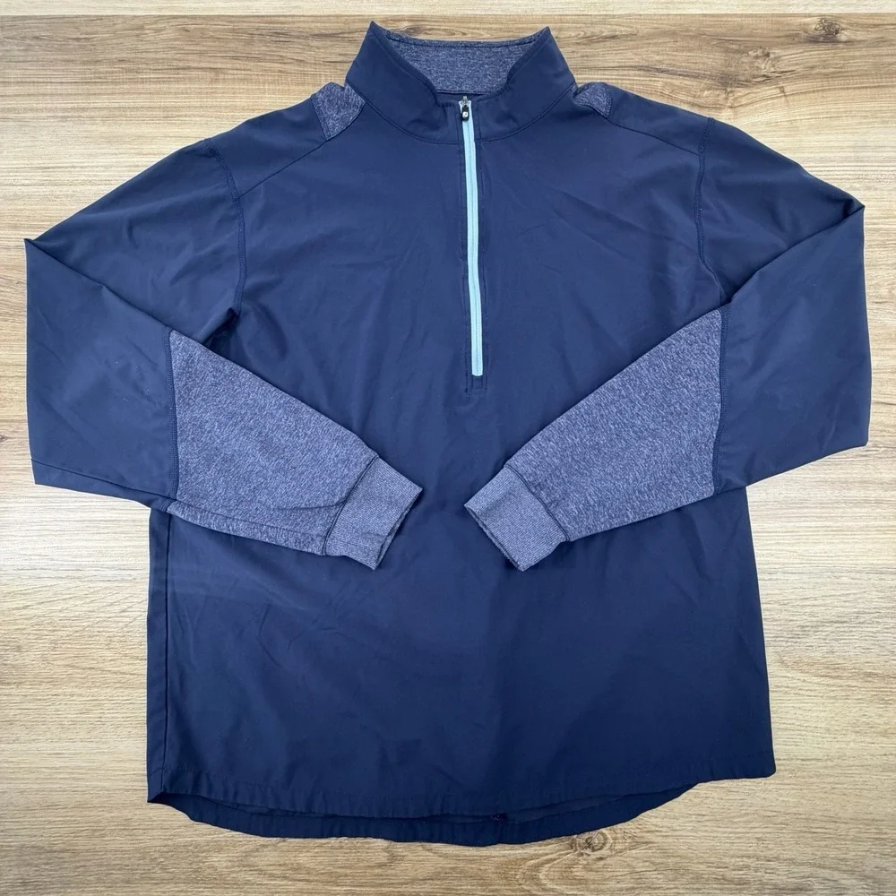 FootJoy Jacket Mens Large Navy HyperFlex‎ 1/4 Zip Pullover Windbreaker Stretch